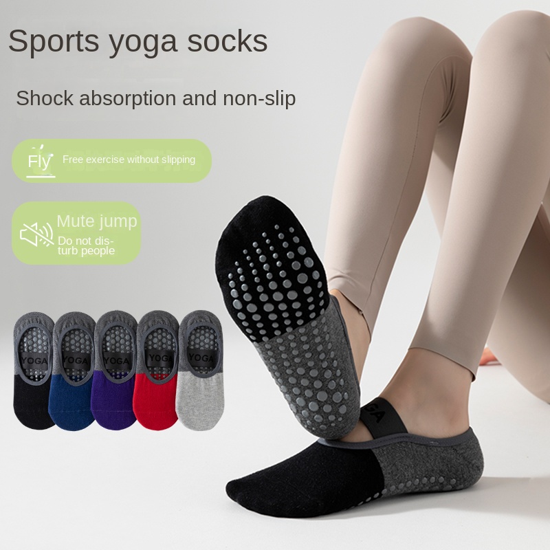 Pilates & Yoga Tina Fehrenbach - ถุงเท้าโยคะมืออาชีพข้ามพรมแดน 5 คู่, ถุงเท้าฝ้ายแบบมีสายรัดซิลิโคนกันลื่นสำหรับพิลาทิส ฟิตเนส และเต้นรำ