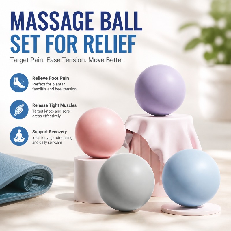 Pilates Yoga Body - ลูกบอลซิลิโคนสำหรับนวดกล้ามเนื้อและพังผืด สำหรับบรรเทาอาการปวดบริเวณฝ่าเท้าและคอ อุปกรณ์ฝึกโยคะและพิลาทิสแบบพกพา