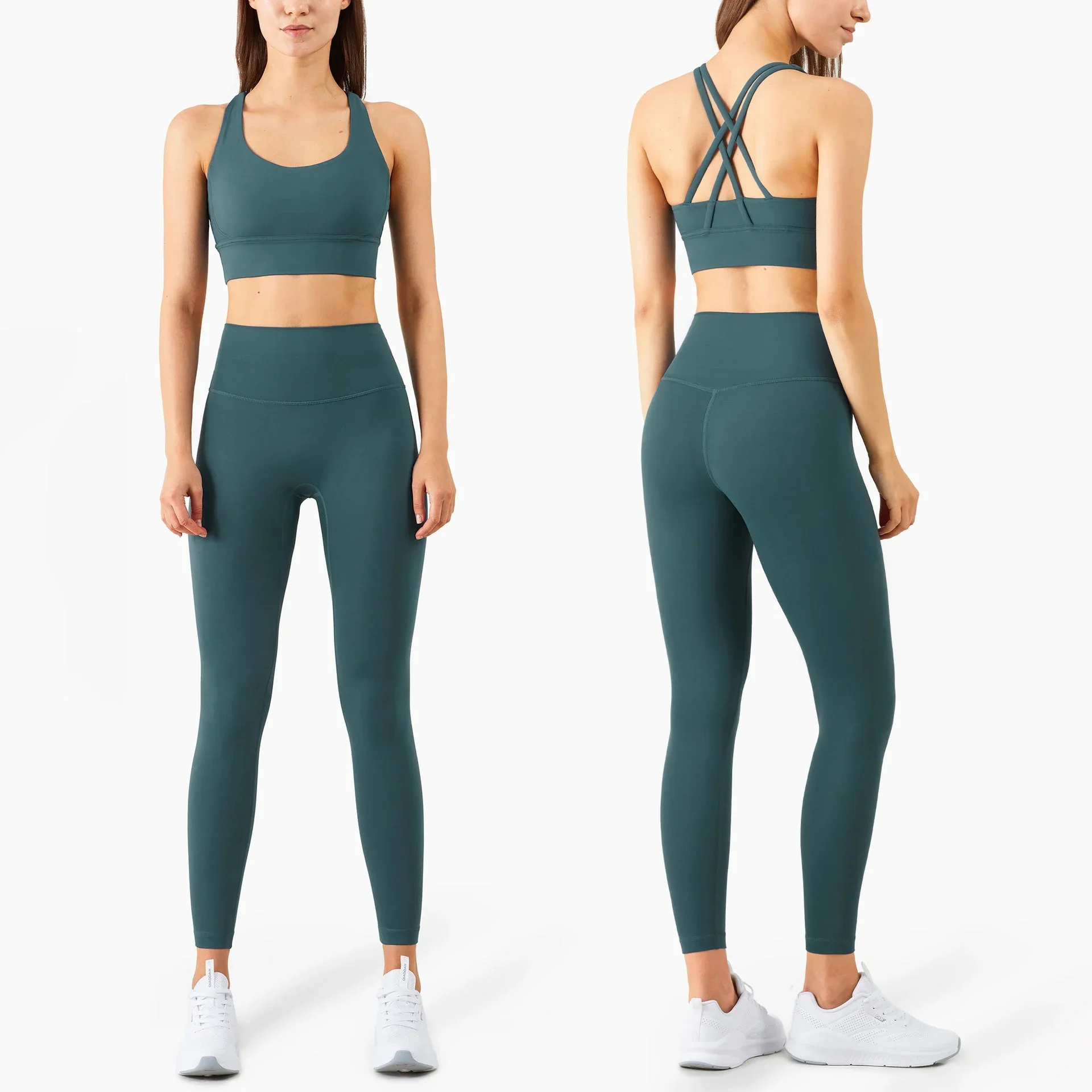 ชุดโยคะผู้หญิงสีพื้น 2 ชิ้น ชุ - Pilates Yoga Leggings บทวิจารณ์และราคา